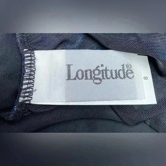 NWOT, Longitude, Ruffle Surplice Long  Torso One Piece Swimsuit, 8, Blue - Picture 7 of 12